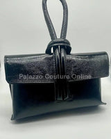 Dolce & Precious Black Leather Handbag with Top Handle - women's evening clutch