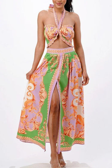 Don't Settle For Less Green Skirt Set front view showing complete two piece skirt set