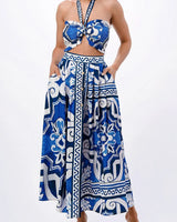 Don't Settle For Less Skirt Set (Blue) front view showing complete two piece skirt set