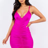 Drawstring Nylon Mini Dress( Hot Pink) - Palazzo Couture Online