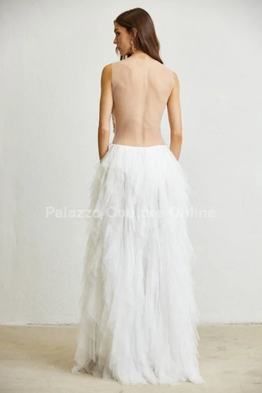 Women's  maxi dress tulle style back view