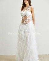 Dreamy Illusion Tulle Maxi Dress (White) - Palazzo Couture Online