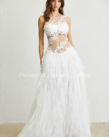Dreamy Illusion Tulle Maxi Dress (White) - Palazzo Couture Online