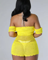 Drinks By The Beach Romper (Yellow) - vacation cover up for women