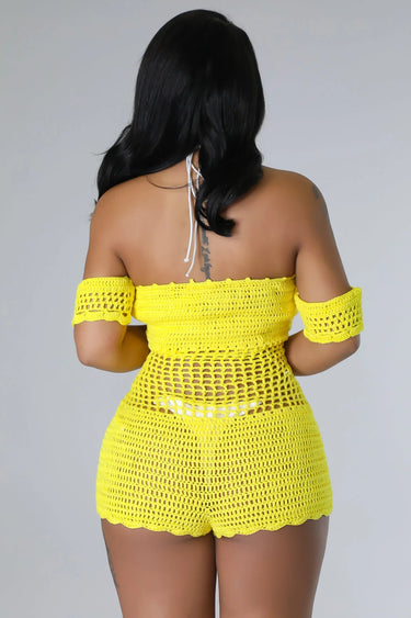 Drinks By The Beach Romper (Yellow) - vacation cover up for women