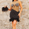 Dripping in Diamonds Black Rhinestone Mini Dress front view showing mini dress silhouette