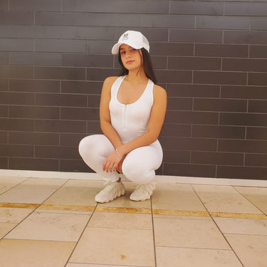 Dynamic Zipper Basic Jumpsuit (White) - Palazzo Couture Online