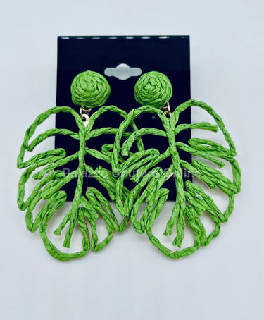 Bold green earrings in leaf shape