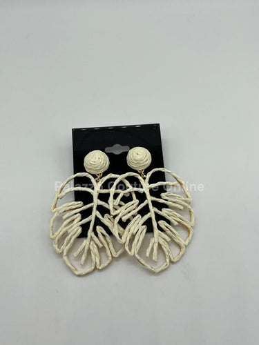 Earring Leaves (White) - Palazzo Couture Online