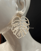 Earring Leaves (White) - Palazzo Couture Online