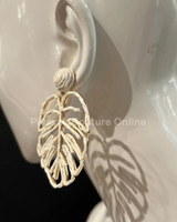 Earring Leaves (White) - Palazzo Couture Online