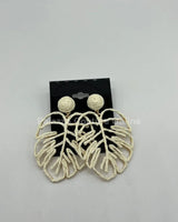 Earring Leaves White – Elegant Leaf Drop Earrings - trendy women's jewelry