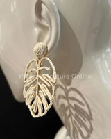 Earring Leaves White – Elegant Leaf Drop Earrings - women's statement jewelry