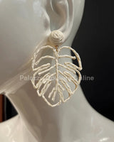 Earring Leaves White – Elegant Leaf Drop Earrings for women - fashion jewelry by Palazzo Couture