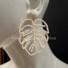 Earring Leaves White – Elegant Leaf Drop Earrings for women - fashion jewelry by Palazzo Couture