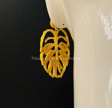 Bold Yellow earrings in leaf shape