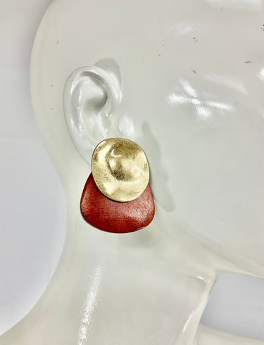 Earthy luxe geometric gold drop earrings – bold shapes, refined finish