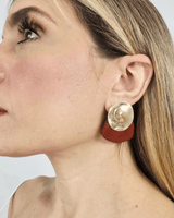 Earthy luxe gold geometric earrings – sculptural drop design for women