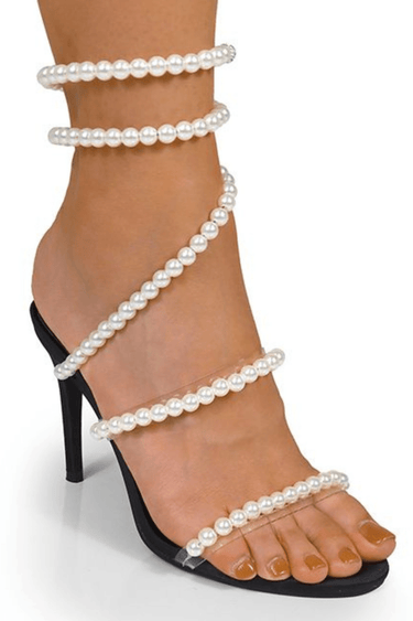 Ebbis Pearl Elegance Heels (Black) - Palazzo Couture Online
