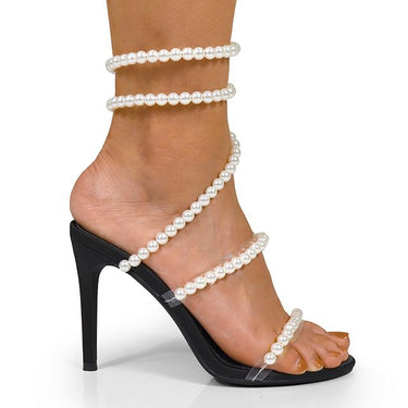 Ebbis Pearl Elegance Heels (Black) - Palazzo Couture Online