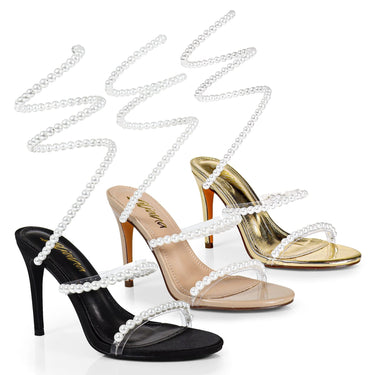 Ebbis Pearl Elegance Heels (Black) - elegant heels for going out and events