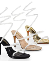 Ebbis Pearl Elegance Heels (Gold) - Palazzo Couture Online