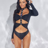 Eclipse Cutout Bodysuit (Black) - Palazzo Couture Online
