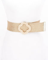 Elegance Bloom Metallic Stretch Belt - Gold - Palazzo Couture Online