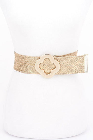 Elegance Bloom Metallic Stretch Belt - Gold - Palazzo Couture Online