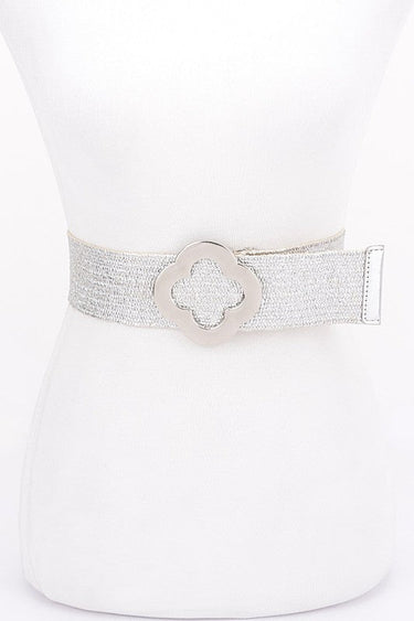 Elegance Bloom Metallic Stretch Belt - Gold - Palazzo Couture Online