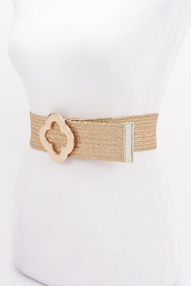 Elegance Bloom Metallic Stretch Belt - Gold - Palazzo Couture Online