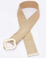 Elegance Bloom Metallic Stretch Belt - Gold - Palazzo Couture Online