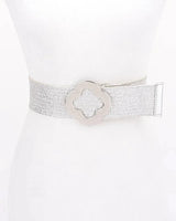 Elegance Bloom Metallic Stretch Belt - Silver - stylish belt for dresses and outfits