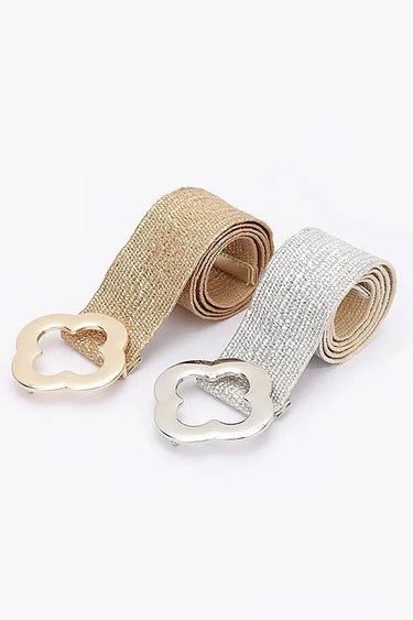 Elegance Bloom Metallic Stretch Belt - Silver for women - fashion belt by Palazzo Couture