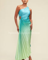 Elegant Moment Dress Blue/Green - Palazzo Couture Online