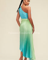 Elegant Moment Dress Blue/Green - Palazzo Couture Online