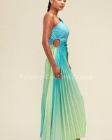 Elegant Moment Dress Blue/Green - Palazzo Couture Online