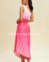 Elegant Moment Maxi Dress (Multi-Pink) close up detail of elegant design and fabric