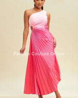 Elegant Moment Maxi Dress (Multi-Pink) front view showing full-length maxi silhouette