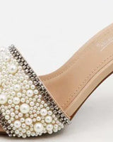 Elegant Pearl Slide Sandals – Nude Heeled Women’s Slides - view 2