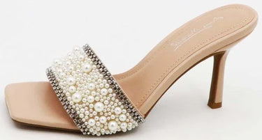 Elegant Pearl Slide Sandals – Nude Heeled Women’s Slides - view 2