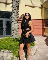 Eleganza Cut - Out Mini Dress - Black - Palazzo Couture Online