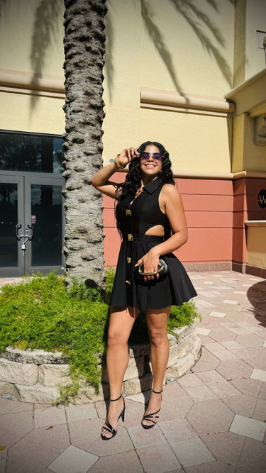 Eleganza Cut - Out Mini Dress - Black - Palazzo Couture Online