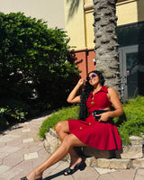 Eleganza Cut - Out Mini Dress - Burgundy - Palazzo Couture Online