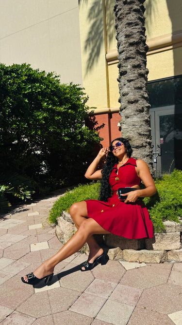 Eleganza Cut - Out Mini Dress - Burgundy - Palazzo Couture Online