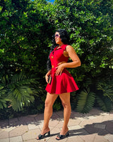 Eleganza Cut - Out Mini Dress - Burgundy - Palazzo Couture Online