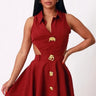 Women's Burgundy mini dress cut-out style back view