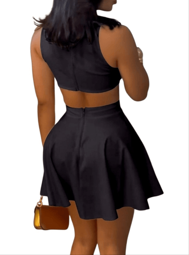 Eleganza Cut - Out Mini Dress Chocolate - Palazzo Couture Online