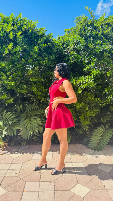 Eleganza Cut - Out Mini Dress - Red - Palazzo Couture Online