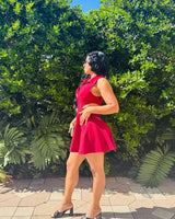 Women's Red mini dress cut-out style back view